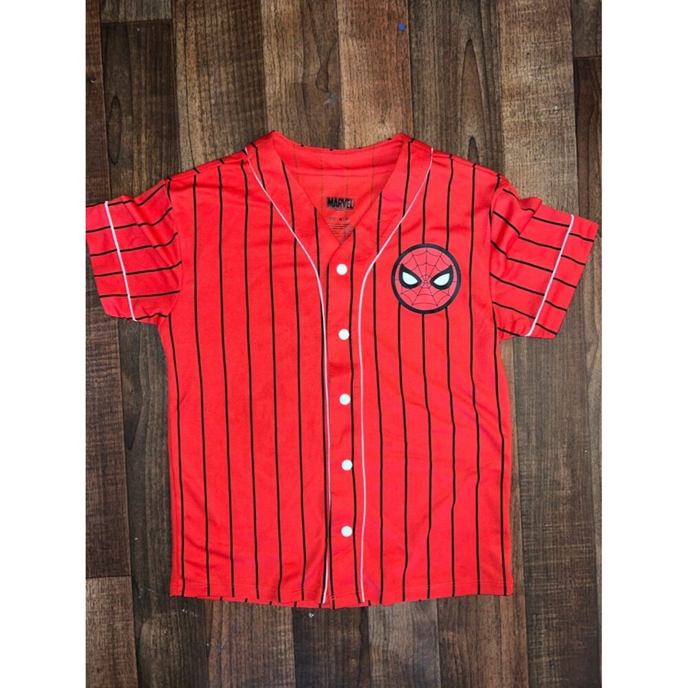 Marvel Red Spider-Man Pinstripe Button-Up Shirt